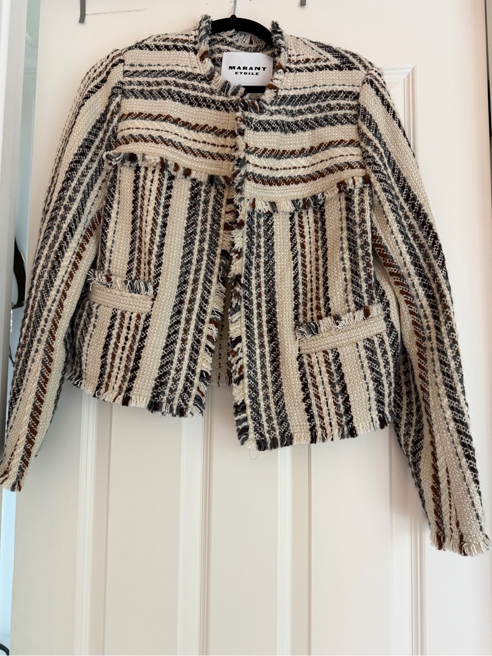 Isabel Marant Tweed Striped Ecru Blazer - Size 8/40
